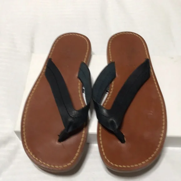 Polo Ralph Lauren leather thong sandals with leather sole. Made in Brazil. Double O-Ring Leather Sandal main image 4
